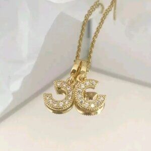 💎New Gold Tone Double C Charm with Rhinestones Necklace💎